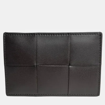Pre-owned Bottega Veneta Black Leather Mesh Card Holder