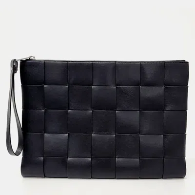 Pre-owned Bottega Veneta Black Leather Mesh Clutch