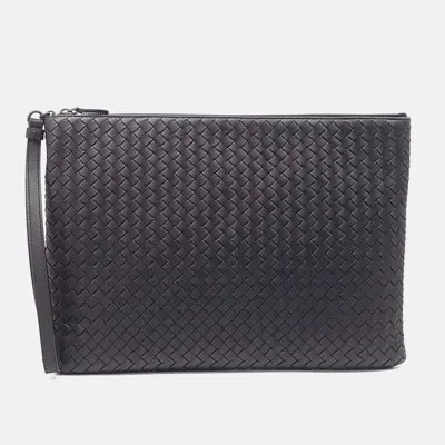 Pre-owned Bottega Veneta Black Leather Mesh Clutch