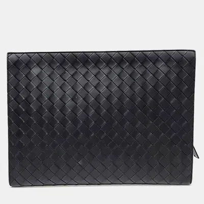 Pre-owned Bottega Veneta Black Leather Mesh Clutch