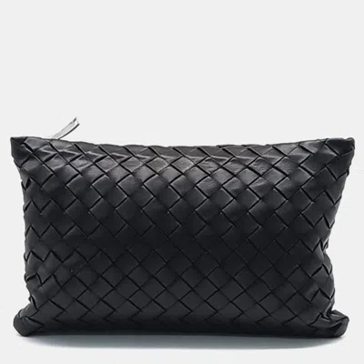 Pre-owned Bottega Veneta Black Leather Mesh Clutch Bag