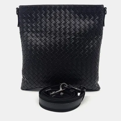 Pre-owned Bottega Veneta Black Leather Mesh Crossbody Bag