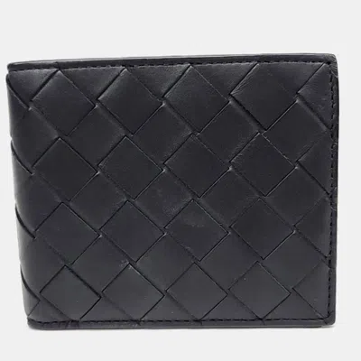 Pre-owned Bottega Veneta Black Leather Mesh Wallet