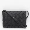 Bottega Veneta Black Leather Crossbody Bag In Black