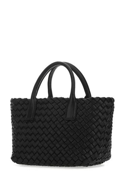 Bottega Veneta Black Leather Mini Cabat Handbag In 8425