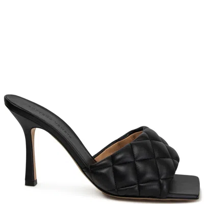 Pre-owned Bottega Veneta Black Leather Padded Mule Sandals Shoes 39