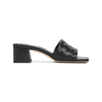 Bottega Veneta Lambskin Parco Heeled Mules 45 In Black