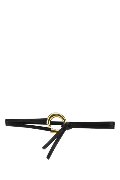 Bottega Veneta Black Leather Sardine Belt In Blackmbrass