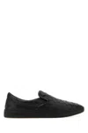 Bottega Veneta Leather Slip-on Sneakers With Intrecciato Motif In Black