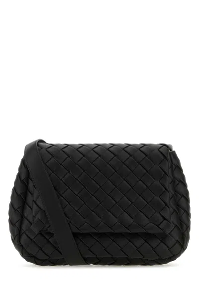 Bottega Veneta Black Leather Small Cobble Crossbody Bag In Blacksilver