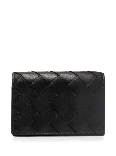 Bottega Veneta Black Leather Small Intrecciato Card Case
