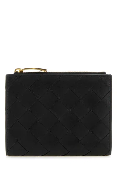Bottega Veneta Black Leather Small Intrecciato Wallet