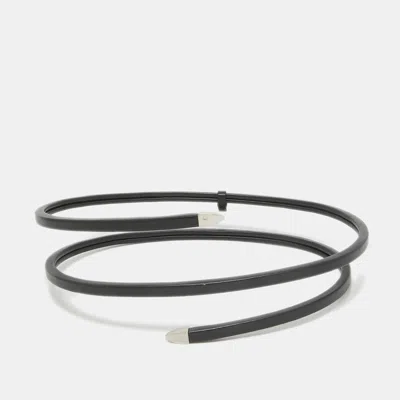 Pre-owned Bottega Veneta Black Leather Spiral Belt M