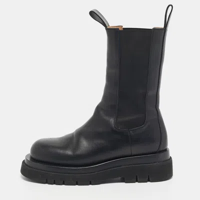 Pre-owned Bottega Veneta Black Leather Storm Chelsea Boots Size 38