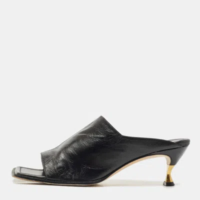 Pre-owned Bottega Veneta Black Leather Stretch Mules Size 39