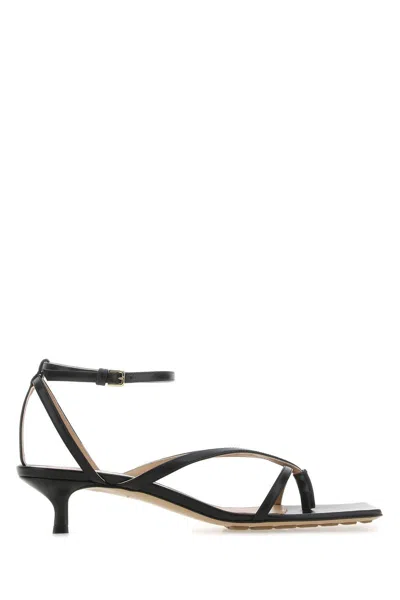 Bottega Veneta Black Leather Stretch Sandals In Nero