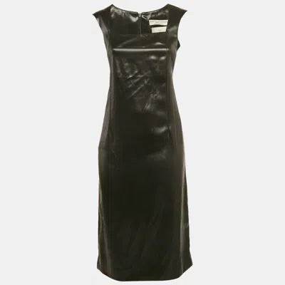 Pre-owned Bottega Veneta Black Leather Tank Dress Xs