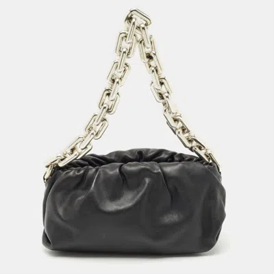 Pre-owned Bottega Veneta Black Leather The Chain Pouch Bag