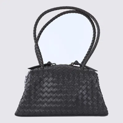 Bottega Veneta Black Leather Tokyo Pouch In Gold