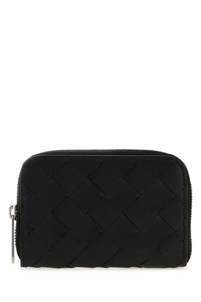 Bottega Veneta Black Leather Wallet In Blacksilver