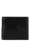 Bottega Veneta Bi-fold Intrecciato Wallet In Calf Leather In Black