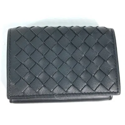 Pre-owned Bottega Veneta Black Leather Wallet (tri-fold) ()