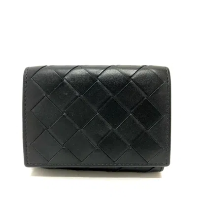 Pre-owned Bottega Veneta Black Leather Wallet (tri-fold) ()