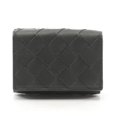 Pre-owned Bottega Veneta Black Leather Wallet (tri-fold) ()