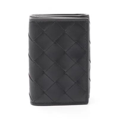 Pre-owned Bottega Veneta Black Leather Wallet (tri-fold) ()