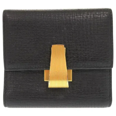 Pre-owned Bottega Veneta Black Leather Wallet (tri-fold) ()