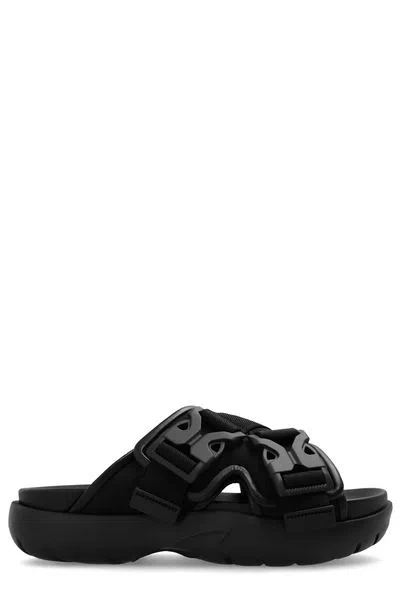 Bottega Veneta Black Lightweight Fabric Snap Sandals For Women