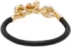 Bottega Veneta Black Loop Leather Bracelet In 1000 Black