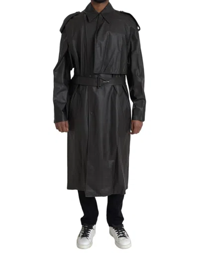 BOTTEGA VENETA BOTTEGA VENETA BLACK MATTE WATERPROOF LEATHER COAT MEN'S JACKET