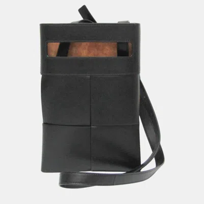 Pre-owned Bottega Veneta Black Maxi Intrecciato Leather Shoulder Bag