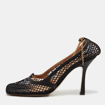Pre-owned Bottega Veneta Black Mesh Stretch Pumps Size 38.5