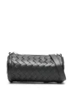Bottega Veneta Black Mini Intrecciato Barrel Cross Body Bag In Black