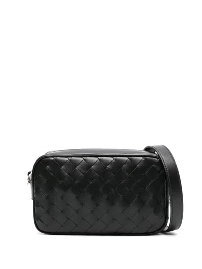 BOTTEGA VENETA BLACK MINI INTRECCIATO LEATHER CROSS BODY BAG