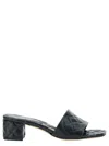 Bottega Veneta Black Mules With Intreccio Motif In Leather Woman