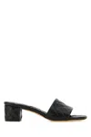 Bottega Veneta Women Leather Heel Sandals With Intrecciato Motif