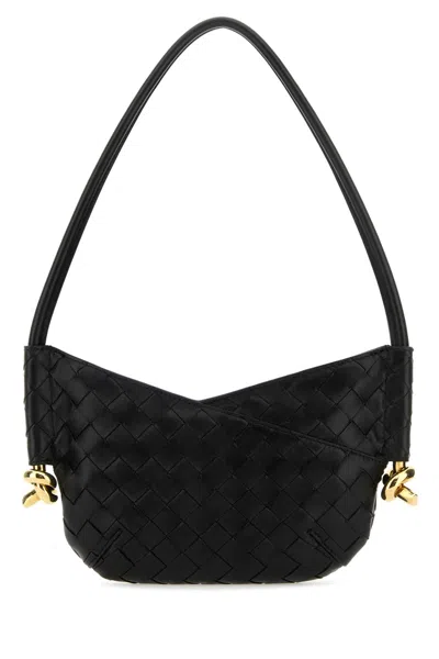 Bottega Veneta Black Nappa Leather Mini Solstice Shoulder Bag In Blackmbrass