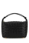 Bottega Veneta Black Nappa Leather Mini Wallace Handbag In Blackgold