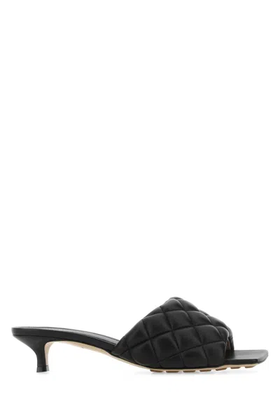 Bottega Veneta Black Nappa Leather Padded Sandals In 1000