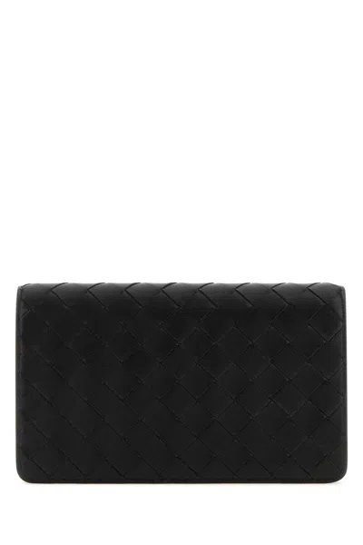 Bottega Veneta Women Black Leather Intrecciato Wallet