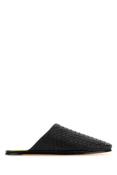 Bottega Veneta Black Nappa Leather Slippers In Blackpineapple