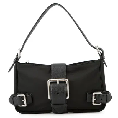 Pre-owned Bottega Veneta Black Nylon Leather Shoulder Bag ()