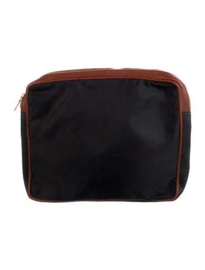Pre-owned Bottega Veneta Black Nylon Leather Trim Cosmetic Bag
