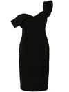 BOTTEGA VENETA BLACK OFF-SHOULDER MIDI DRESS