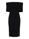 BOTTEGA VENETA BLACK OFF SHOULDER MIDI DRESS IN NYLON WOMAN