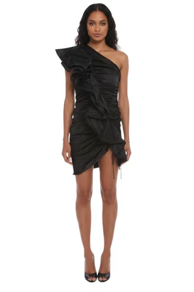 Bottega Veneta Black One Shoulder Mini Dress