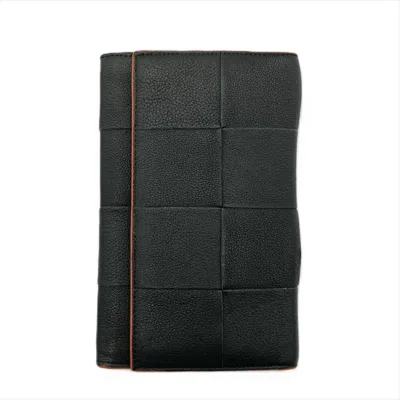 Pre-owned Bottega Veneta Black Orange Leather Bill Wallet (bi-fold) ()